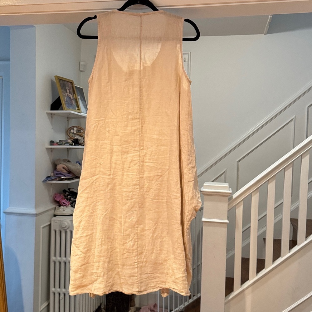 Italian artisanal asymmetrical layered 100% linen dress - Picture 9 of 9